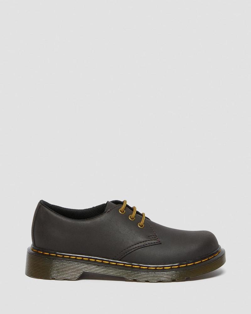 Dark / Brown Kids' Dr Martens Junior 1461 Wildhorse Leather Shoes | CA 726GSO